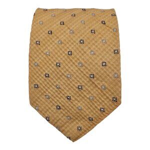 ETON BLUES XL Yellow Pleated Geometric Silk Tie ITALY 63"/ 3.6" EC